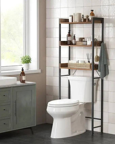 VASAGLE Toilet Shelf, 3 Tier Toilet Shelf, Space-Saving Bathroom Shelf, Easy Assembly, for Laundry Room, Industrial Style |  | Luvasmr - Satisfyingly Organised
