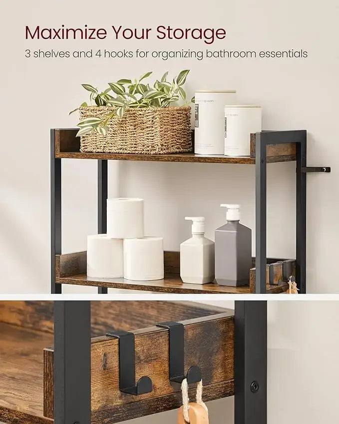 VASAGLE Toilet Shelf, 3 Tier Toilet Shelf, Space-Saving Bathroom Shelf, Easy Assembly, for Laundry Room, Industrial Style |  | Luvasmr - Satisfyingly Organised