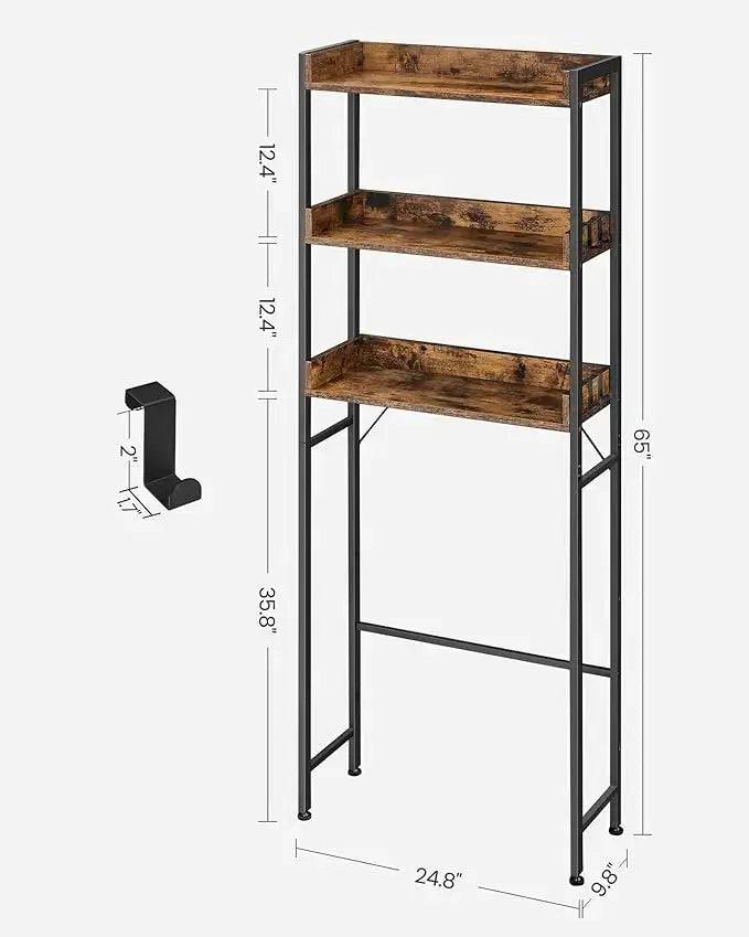 VASAGLE Toilet Shelf, 3 Tier Toilet Shelf, Space-Saving Bathroom Shelf, Easy Assembly, for Laundry Room, Industrial Style |  | Luvasmr - Satisfyingly Organised
