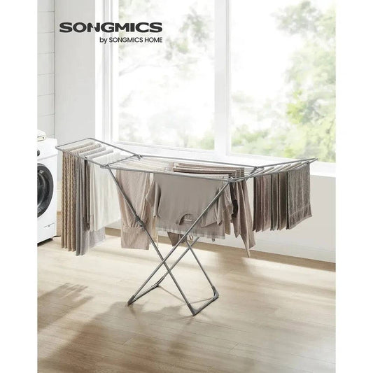 SONGMICS Clothes Airer, Foldable Clothes Drying Rack, Clothes Horse with Gullwings, Free-Standing Laundry Rack |  | Luvasmr - Satisfyingly Organised