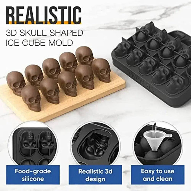 ice machine mold for whiskey - 10 cavity skull ice cube tray with funnel - Skull silicone mold for baking, chocolate |  | Luvasmr - Satisfyingly Organised