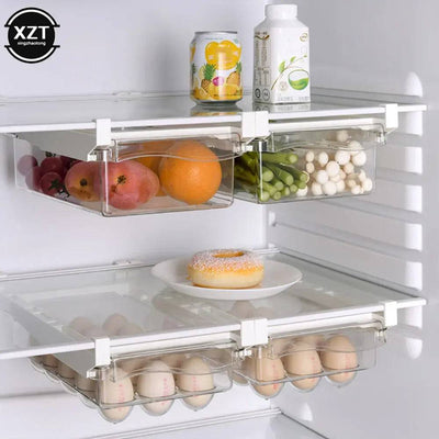 New Kitchen Fruit Food Storage Box Plastic Clear Fridge Organizer Slide Under Shelf Drawer Box Rack Holder Refrigerator Drawer |  | Luvasmr - Satisfyingly Organised