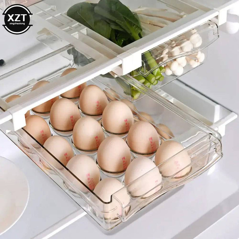 New Kitchen Fruit Food Storage Box Plastic Clear Fridge Organizer Slide Under Shelf Drawer Box Rack Holder Refrigerator Drawer |  | Luvasmr - Satisfyingly Organised