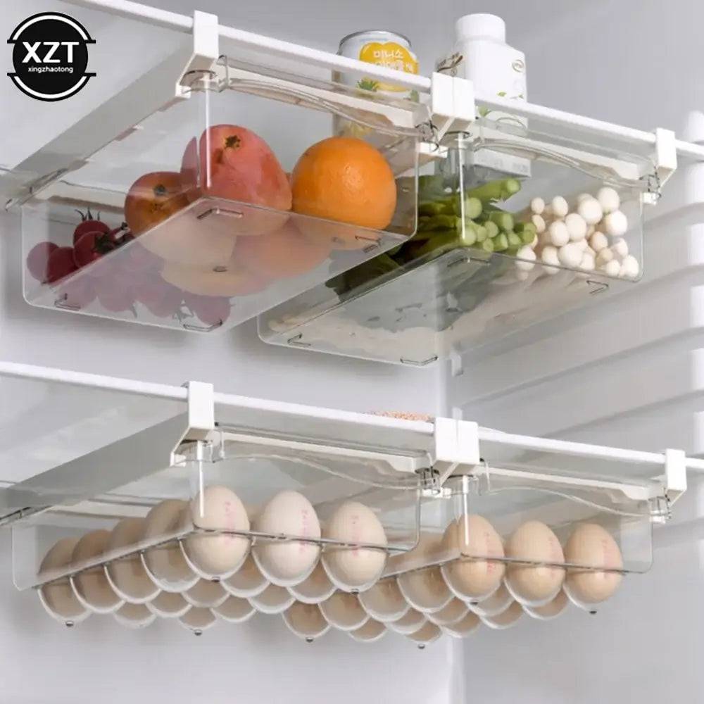 New Kitchen Fruit Food Storage Box Plastic Clear Fridge Organizer Slide Under Shelf Drawer Box Rack Holder Refrigerator Drawer |  | Luvasmr - Satisfyingly Organised