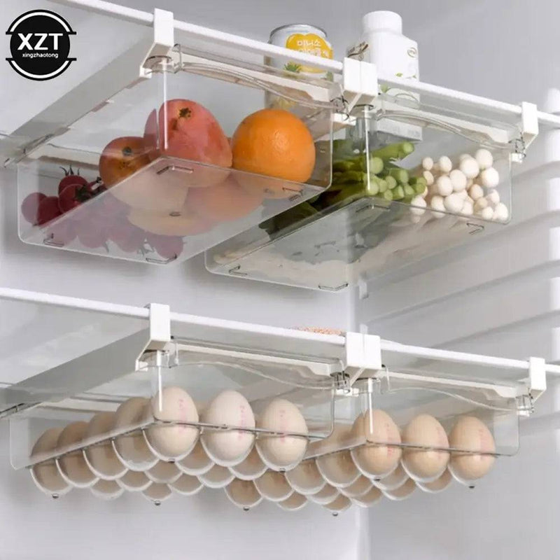 New Kitchen Fruit Food Storage Box Plastic Clear Fridge Organizer Slide Under Shelf Drawer Box Rack Holder Refrigerator Drawer |  | Luvasmr - Satisfyingly Organised