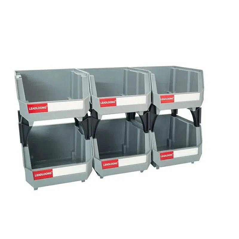 Stackable Grey Plastic Storage Parts Bins - Luvasmr