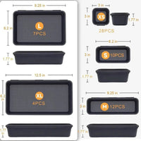 Interlocking Tool Organisers with different sizes and capacity options for customisable workspace storage.