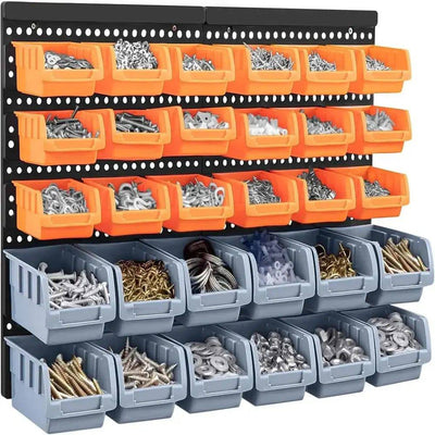 32Pcs Wall-Mounted Garage Storage Bin Organiser | Garage | Luvasmr - Satisfyingly Organised