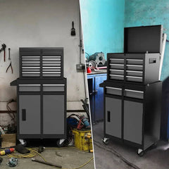 ERGOMASTER 5-Drawer Rolling Tool Chest High Capacity Tool Storage Cabinet-Grey+Black |  | Luvasmr - Satisfyingly Organised