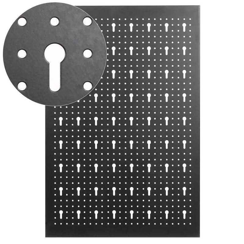 Perforated tool wall mount organizer system for customizable workspace organization.