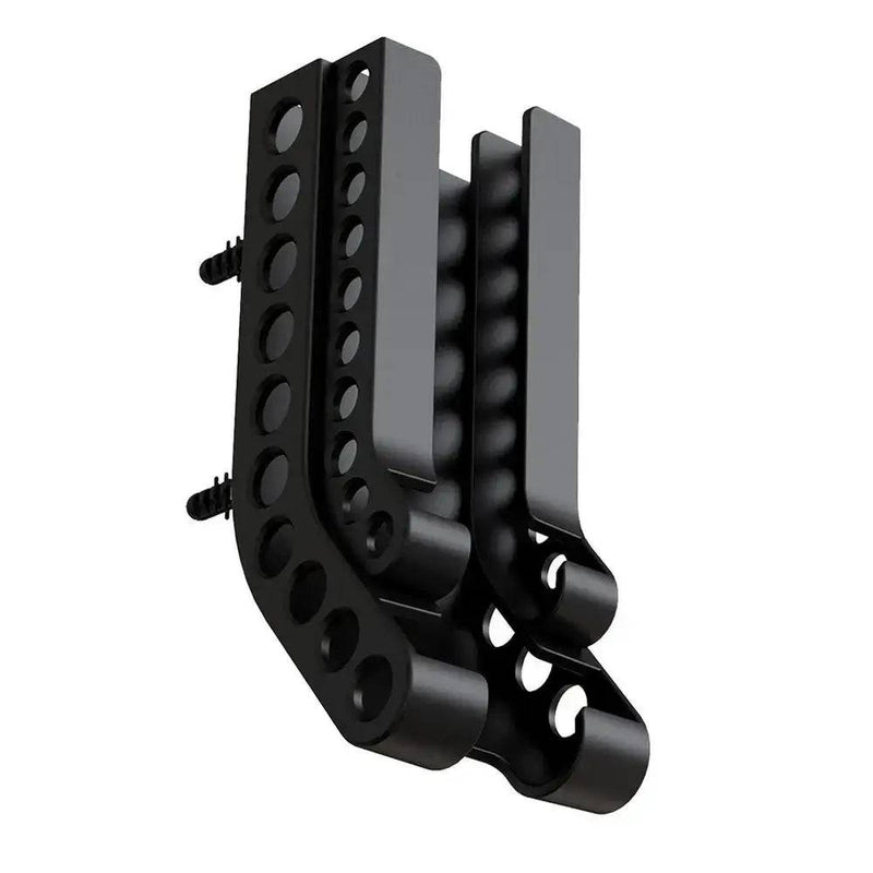 Wall-mounted battery holder compact organiser in sleek black design for efficient battery storage.