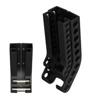 Wall-mounted battery holder compact organiser in black, ideal for tidy battery storage and easy installation.
