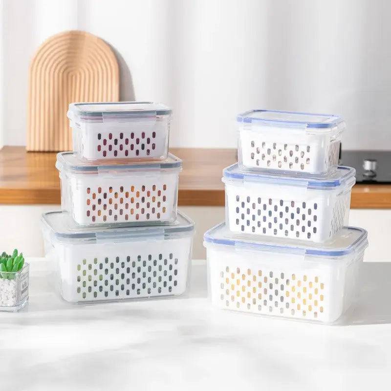 Refrigerator Preservation Storage Box Drain Basket Storage Containers Sealed Box Vegetable and Fruit Food Grade Drain Box |  | Luvasmr - Satisfyingly Organised