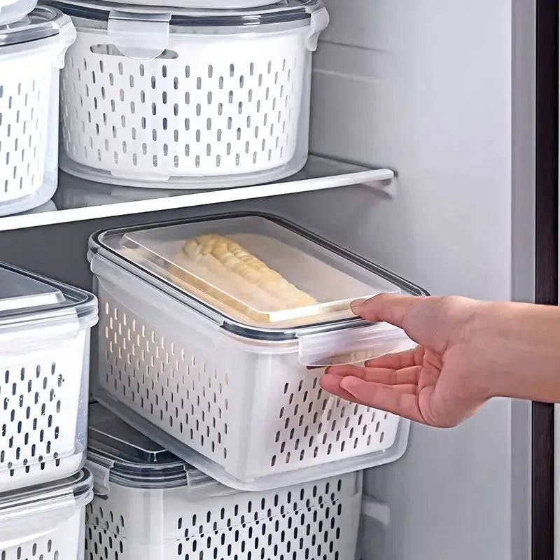 Refrigerator Preservation Storage Box Drain Basket Storage Containers Sealed Box Vegetable and Fruit Food Grade Drain Box |  | Luvasmr - Satisfyingly Organised