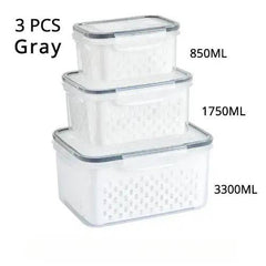 Refrigerator Preservation Storage Box Drain Basket Storage Containers Sealed Box Vegetable and Fruit Food Grade Drain Box |  | Luvasmr - Satisfyingly Organised