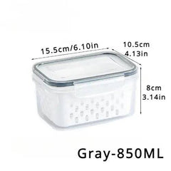 Refrigerator Preservation Storage Box Drain Basket Storage Containers Sealed Box Vegetable and Fruit Food Grade Drain Box |  | Luvasmr - Satisfyingly Organised