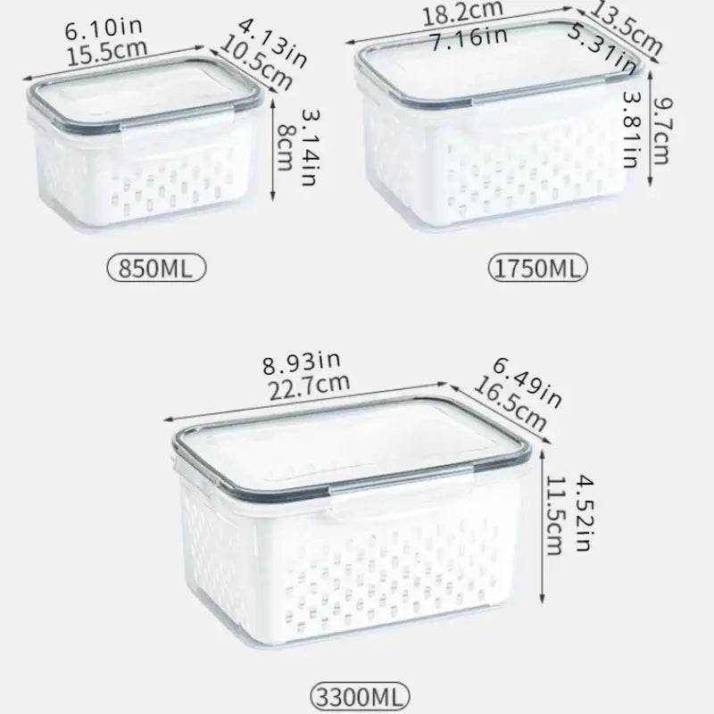 Refrigerator Preservation Storage Box Drain Basket Storage Containers Sealed Box Vegetable and Fruit Food Grade Drain Box |  | Luvasmr - Satisfyingly Organised