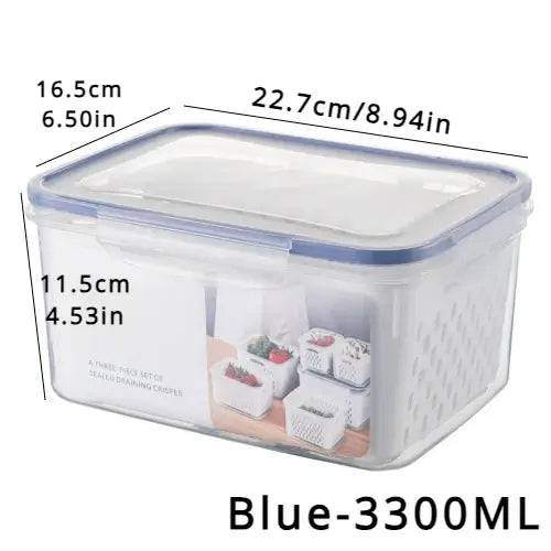 Refrigerator Preservation Storage Box Drain Basket Storage Containers Sealed Box Vegetable and Fruit Food Grade Drain Box |  | Luvasmr - Satisfyingly Organised