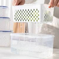 Refrigerator Preservation Storage Box Drain Basket Storage Containers Sealed Box Vegetable and Fruit Food Grade Drain Box |  | Luvasmr - Satisfyingly Organised