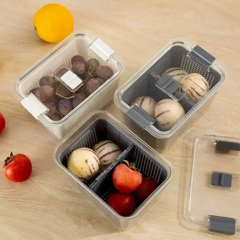 Refrigerator Preservation Storage Box Drain Basket Storage Containers Sealed Box Vegetable and Fruit Food Grade Drain Box |  | Luvasmr - Satisfyingly Organised