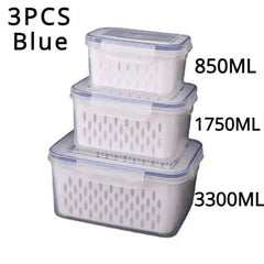 Refrigerator Preservation Storage Box Drain Basket Storage Containers Sealed Box Vegetable and Fruit Food Grade Drain Box |  | Luvasmr - Satisfyingly Organised