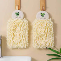 Quick-drying chenille hand towels hanging, ultra absorbent, soft texture, perfect for kitchen and bathroom use.