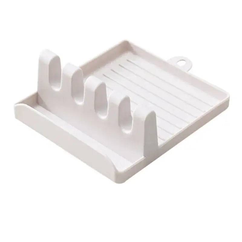 Plastic utensil holder with non-slip design for organized kitchen tools and utensils.