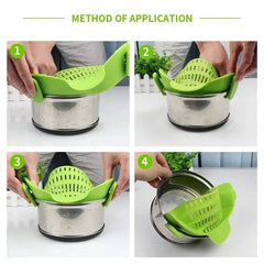 Universal Silicone Clip on Pan Pot Strainer Anti Spill Pasta Pot Strainer Food Grade Fruit Colander for Pasta Fruit Vegetable |  | Luvasmr - Satisfyingly Organised