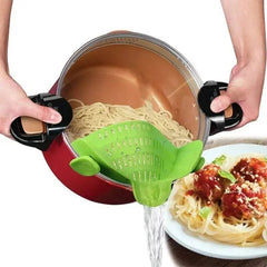 Universal Silicone Clip on Pan Pot Strainer Anti Spill Pasta Pot Strainer Food Grade Fruit Colander for Pasta Fruit Vegetable |  | Luvasmr - Satisfyingly Organised