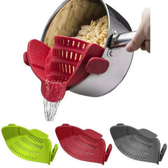 Universal Silicone Clip on Pan Pot Strainer Anti Spill Pasta Pot Strainer Food Grade Fruit Colander for Pasta Fruit Vegetable |  | Luvasmr - Satisfyingly Organised
