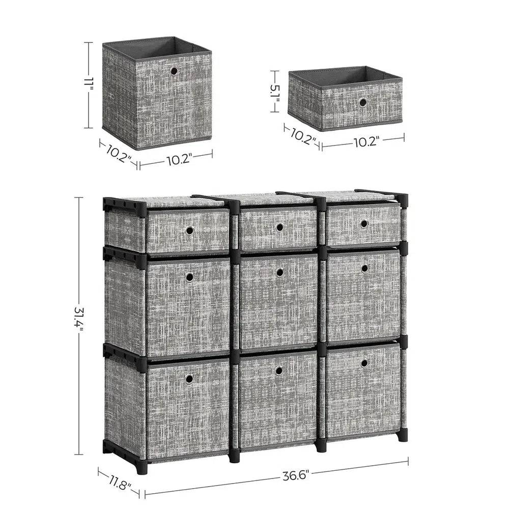 SONGMICS 9-Cube Drawer Organiser, Storage Unit with 9 Storage Boxes, Closet Organiser, Bookcase, 83.5 x 30 x 79.5 cm |  | Luvasmr - Satisfyingly Organised