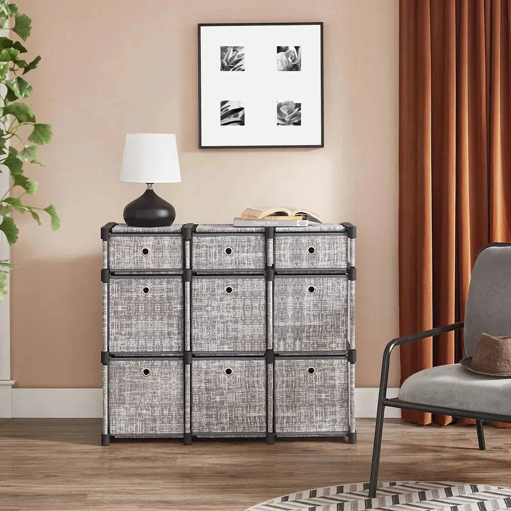 SONGMICS 9-Cube Drawer Organiser, Storage Unit with 9 Storage Boxes, Closet Organiser, Bookcase, 83.5 x 30 x 79.5 cm |  | Luvasmr - Satisfyingly Organised