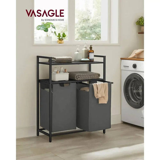 VASAGLE Laundry Basket, Laundry Hamper, Laundry Sorter with 2 Pull-Out and Removable Bags, 2 Shelves, 46L Capacity per Bag |  | Luvasmr - Satisfyingly Organised