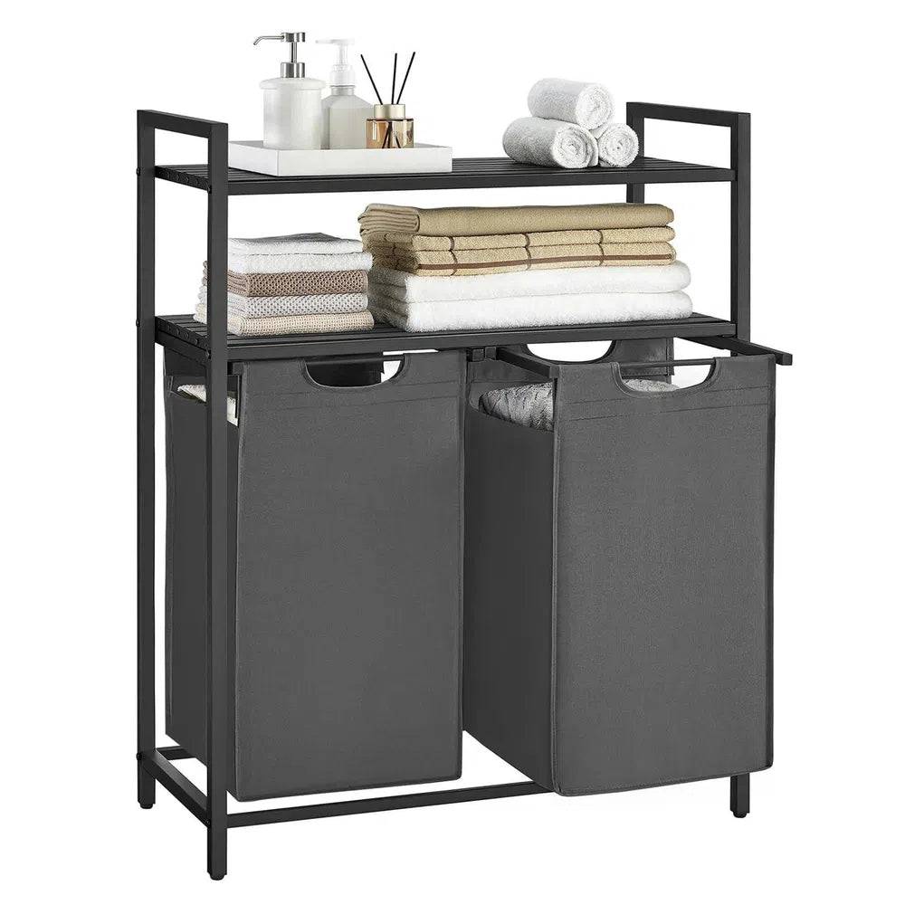 VASAGLE Laundry Basket, Laundry Hamper, Laundry Sorter with 2 Pull-Out and Removable Bags, 2 Shelves, 46L Capacity per Bag |  | Luvasmr - Satisfyingly Organised