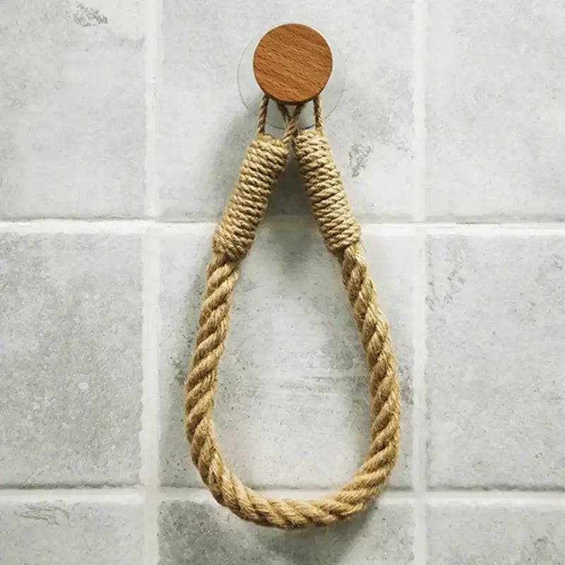 Nail-free Paper Towel Holders Rack Bathroom Towel Hook Toilet Paper Holder Towel Rack Beige Hemp Color |  | Luvasmr - Satisfyingly Organised