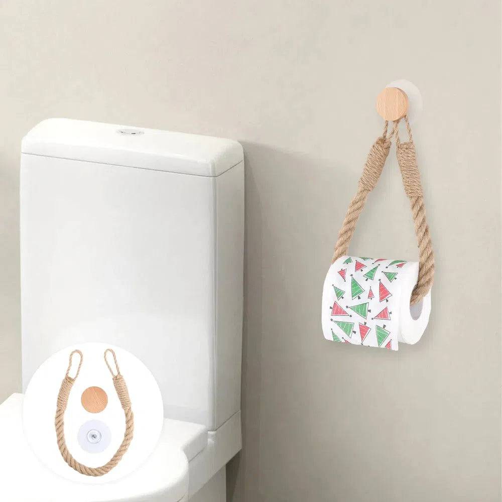 Nail-free Paper Towel Holders Rack Bathroom Towel Hook Toilet Paper Holder Towel Rack Beige Hemp Color |  | Luvasmr - Satisfyingly Organised