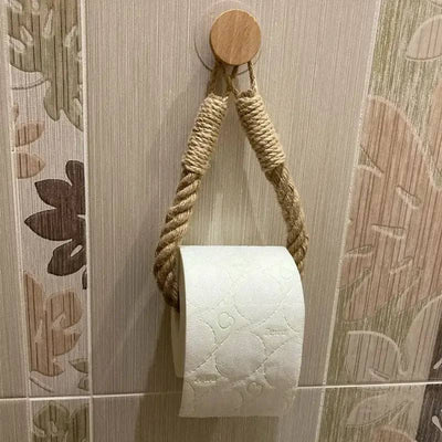 Nail-free Paper Towel Holders Rack Bathroom Towel Hook Toilet Paper Holder Towel Rack Beige Hemp Color |  | Luvasmr - Satisfyingly Organised