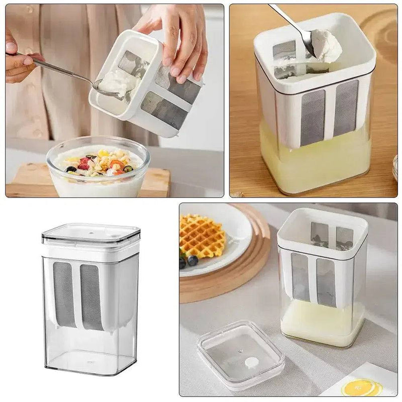 Stainless Steel Yogurt Strainer Tool for easy whey separation, perfect for making thick Greek yogurt and creamy cheese.