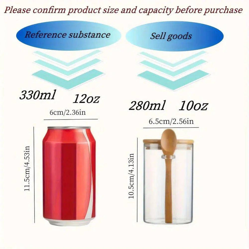 280ml Candy Jar, Biscuit Jar, Glass Storage Jar With Sealed Bamboo Lid And Spoon - 10oz Transparent Glass Bulk Food Storage Jar | Kitchen | Luvasmr - Satisfyingly Organised