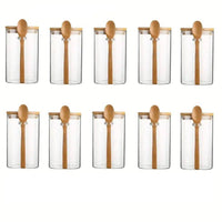 280ml Candy Jar, Biscuit Jar, Glass Storage Jar With Sealed Bamboo Lid And Spoon - 10oz Transparent Glass Bulk Food Storage Jar | Kitchen | Luvasmr - Satisfyingly Organised