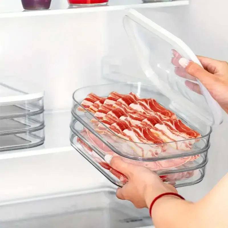 Bacon Keeper With Lid Leakproof Deli Meat Container for Fridge Food-grade Frozen Roast Meat Storage Box Kitchen Accessories | Kitchen | Luvasmr - Satisfyingly Organised