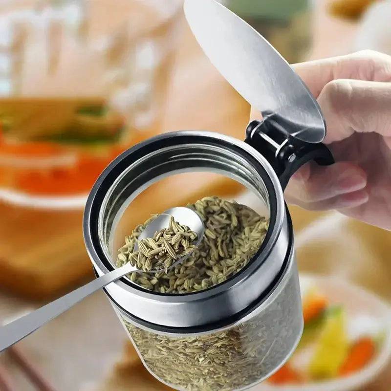 Glass Seasoning Jar with Stainless Steel Lid | Kitchen | Luvasmr - Satisfyingly Organised