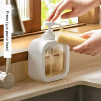 Large capacity liquid dispensing bottle with press type pump head, perfect for laundry detergent or shower gel.