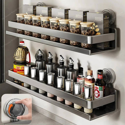 Kitchen Wall-Mounted Suction Cup Spice Rack | Kitchen | Luvasmr - Satisfyingly Organised