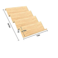 Bamboo spice rack dimensions: 4-tier design, 19.5in height, 13in width, 4.75in shelf depth for organized spice storage.