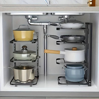 Adjustable Pot Rack Organiser | Kitchen | Luvasmr - Satisfyingly Organised