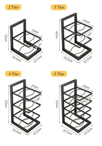 Adjustable Pot Rack Multi-Layer Storage in various tier configurations for optimal kitchen organisation.