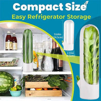 Herb Saver Container in a compact refrigerator, showcasing easy storage for fresh herbs and vegetables.
