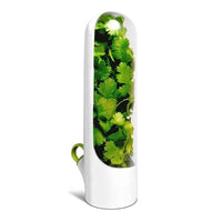 Herb Saver Container Freshness Extender with fresh cilantro inside, designed to prolong herb freshness.