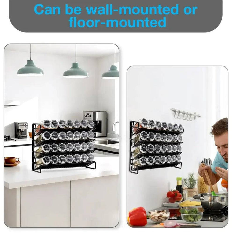 3/4 Layers Kitchen Storage Spice Rack Metal Hanging Racks Wall Mount Seasoning Shelf Cabinet Pantry Door Spice Jar Organizer | Kitchen | Luvasmr - Satisfyingly Organised